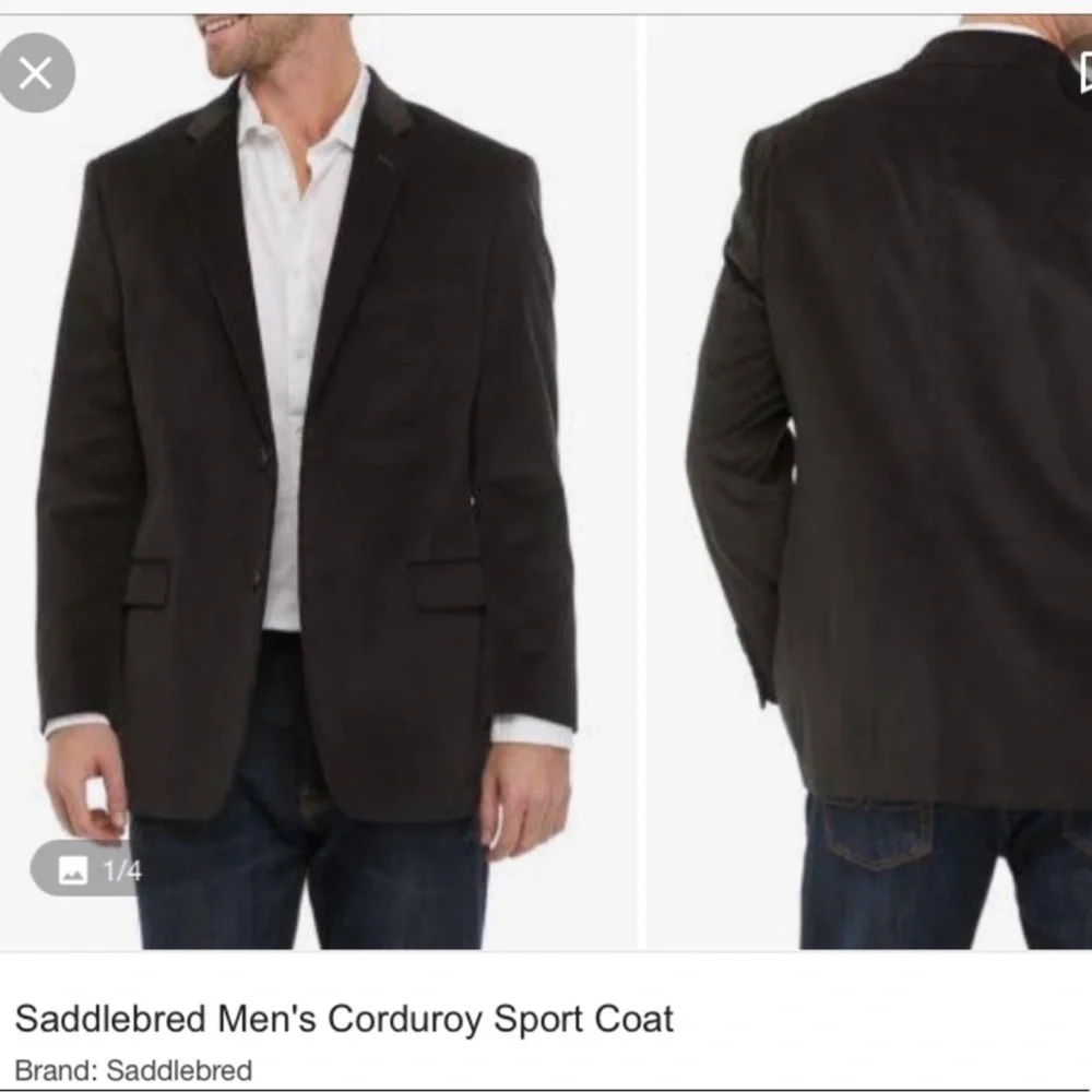 SADDLEBRED Black Corduroy Plaid Lining SPORT COAT Jacket Mens 44 R